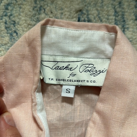 Tasha polizzi TP saddleblanket and co 100% linen mother-of-pearl button top s - Picture 2 of 6